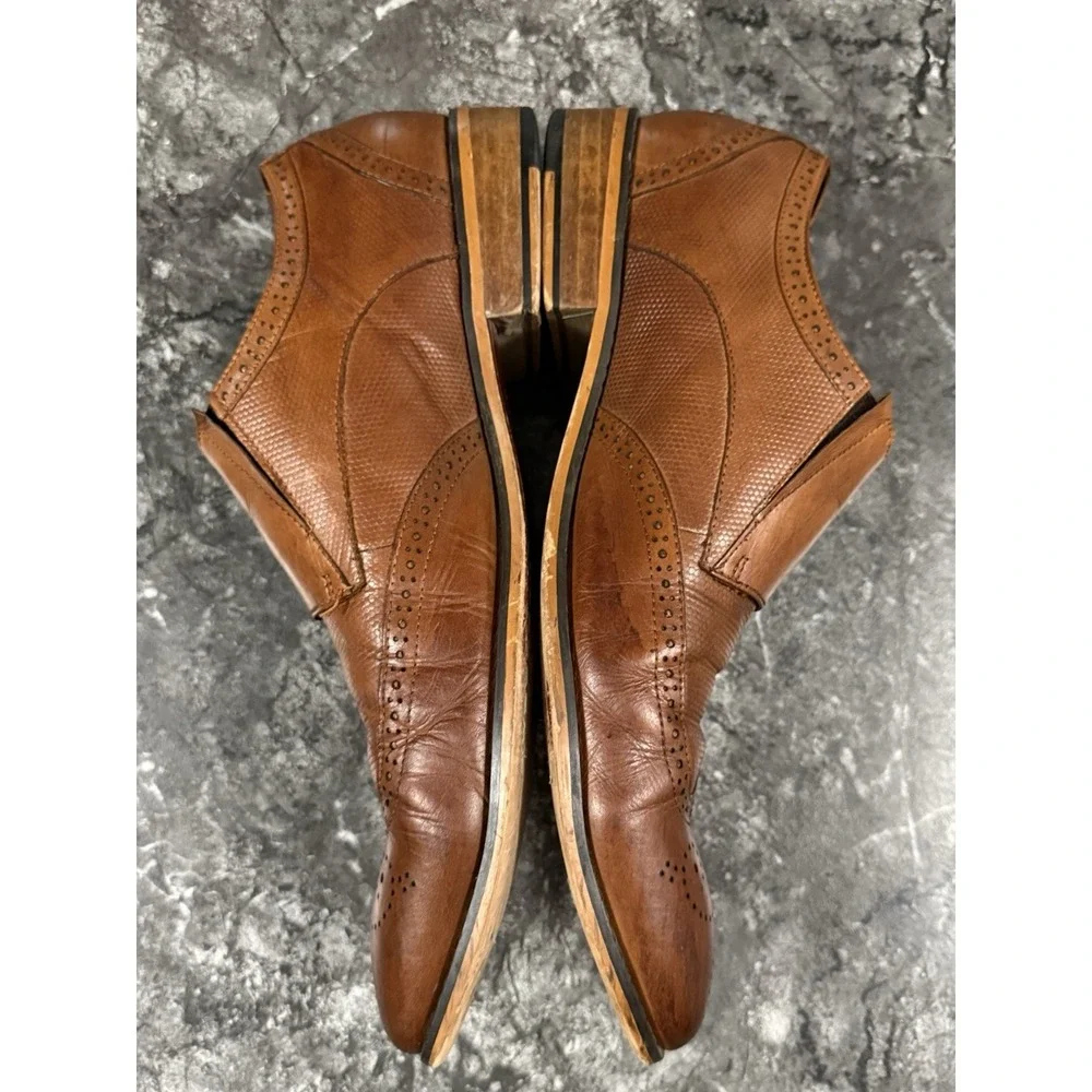 Stacy Adams Mens Lavine Double Monk‎ Strap Wingtip Leather Shoes Chestnut Sz 11M